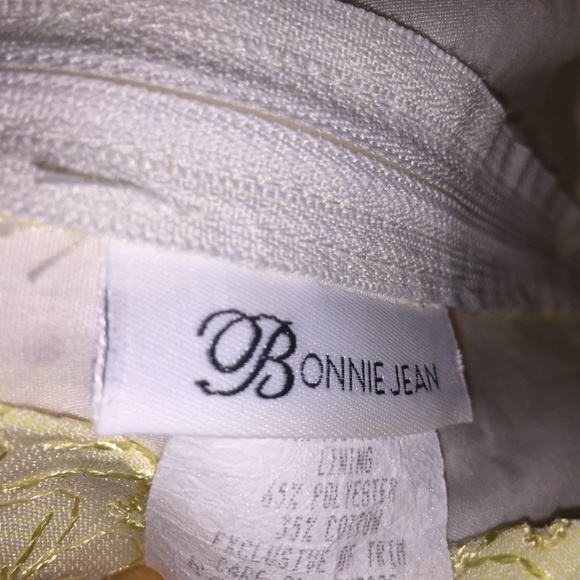 Bonnie Jean Pastel Yellow Dress w/ Flower Details - Picture 3 of 3